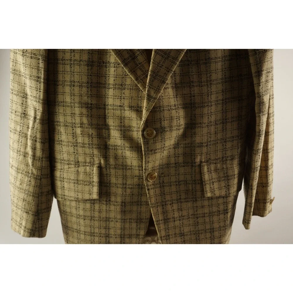 Vintage 1950s Louis Roth Atomic Fleck Check Tweed Gold Button‎ Sport Coat 39R
